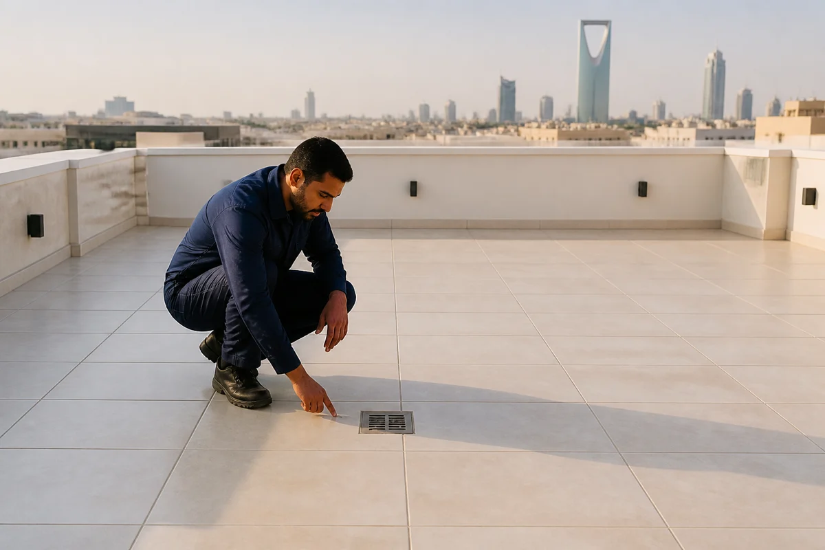 فحص سطح مبلط في الرياض قبل تنفيذ العزل